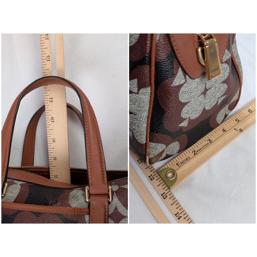 Kate Spade New York Spade Flower Monogram Satchel Bag Brown Black Gold Hardware - Picture 8 of 10